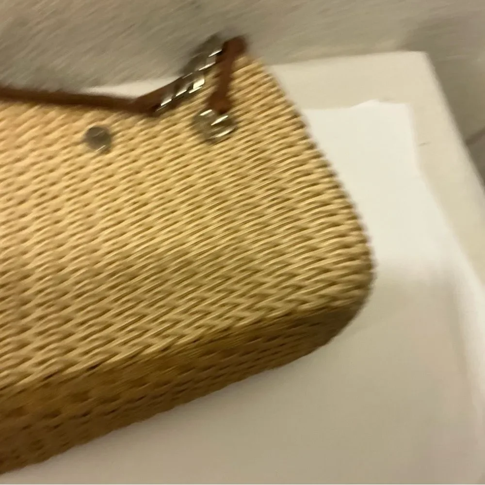 Brighton Tan and Brown Woven Shoulder bag Purse with Medallion
